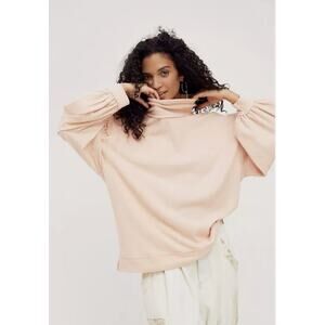 We the Free Winnie Oversized Slouchy Sz M Cutout Back Ribbed Sweater Pink Peach